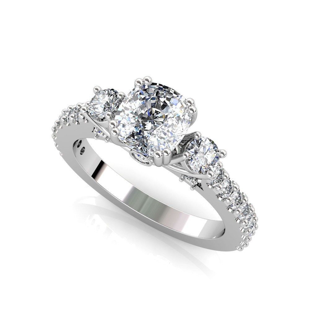 Noam Carver 3 Stone 6 Prong Set Diamond Engagement Ring | B386-01RW – Ben  Garelick