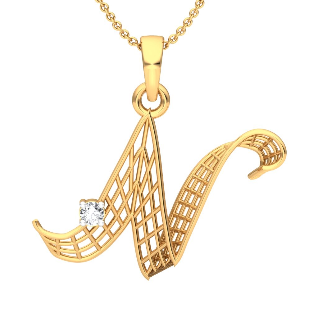 N Love Diamond Pendant for Unisex under 15K - Candere by Kalyan Jewellers