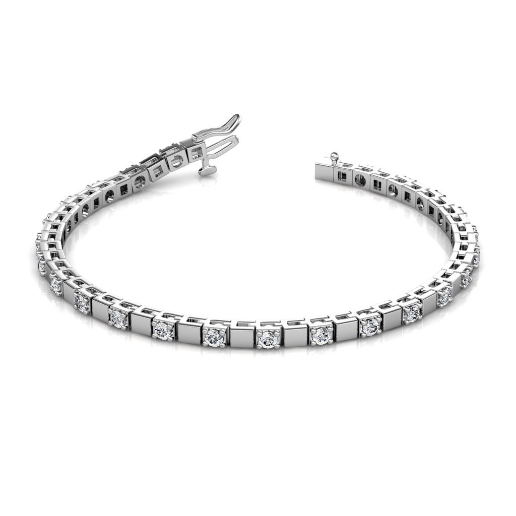 Eternity 10ct White Sapphire Platinum plated Silver Tennis Bracelet | Jian  London