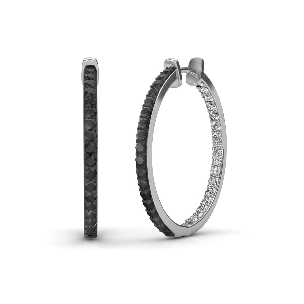 3mm Square Black Cubic Zirconia Huggie Hoop Earrings in 14K Gold | Banter