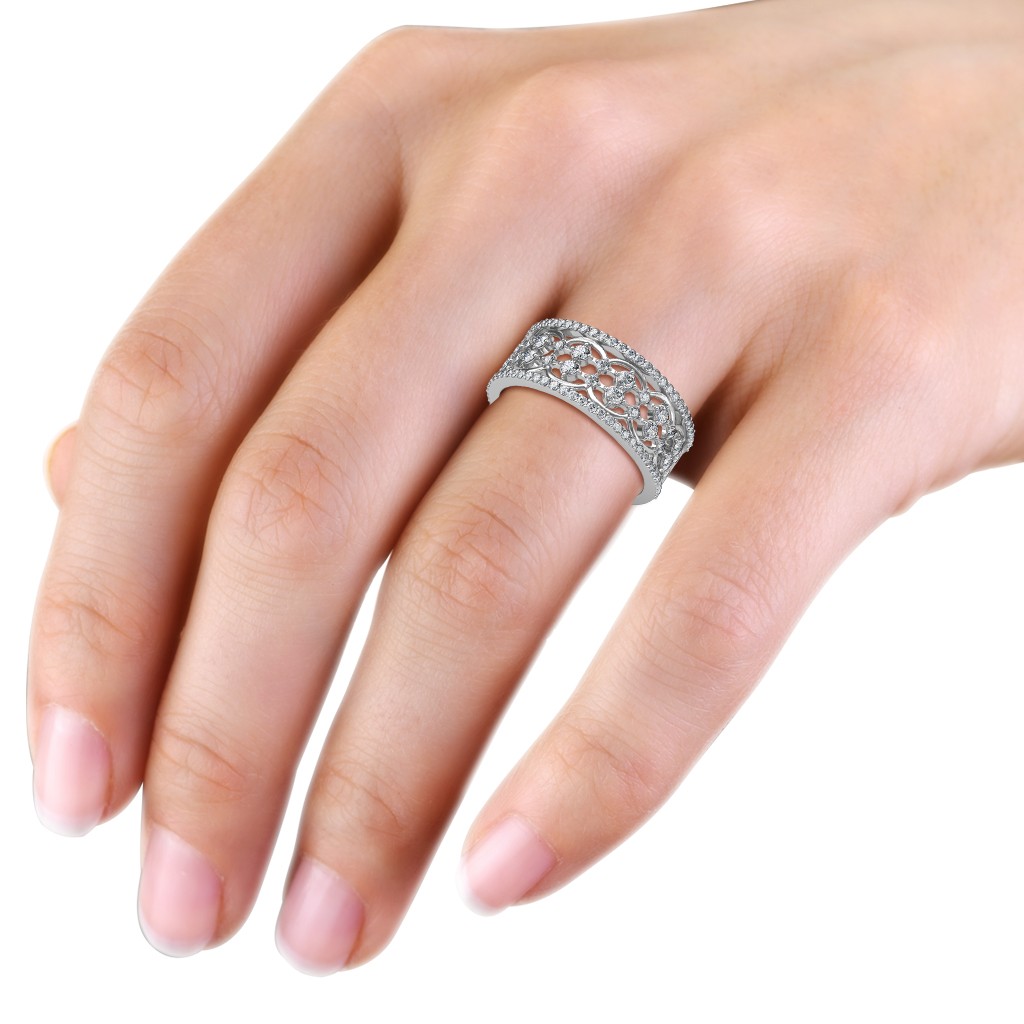 Gabriel Bridal 14K White Gold Round Wide Band Diamond Engagement Ring  ER3952W44JJ - Gary Michaels Fine Jewelry