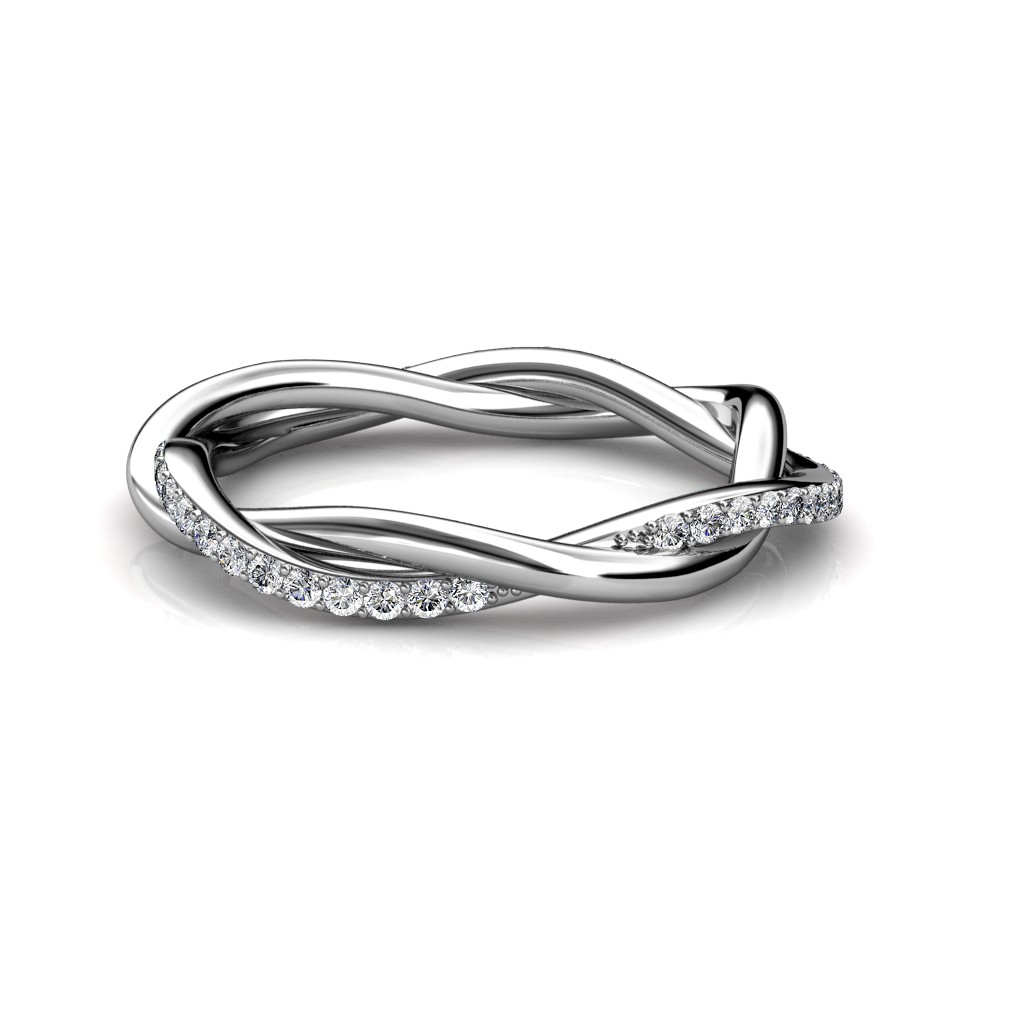 Simple yet charming infinity ring set with simulated diamonds in sterling  silver bonded with platinum - Diamond & Design