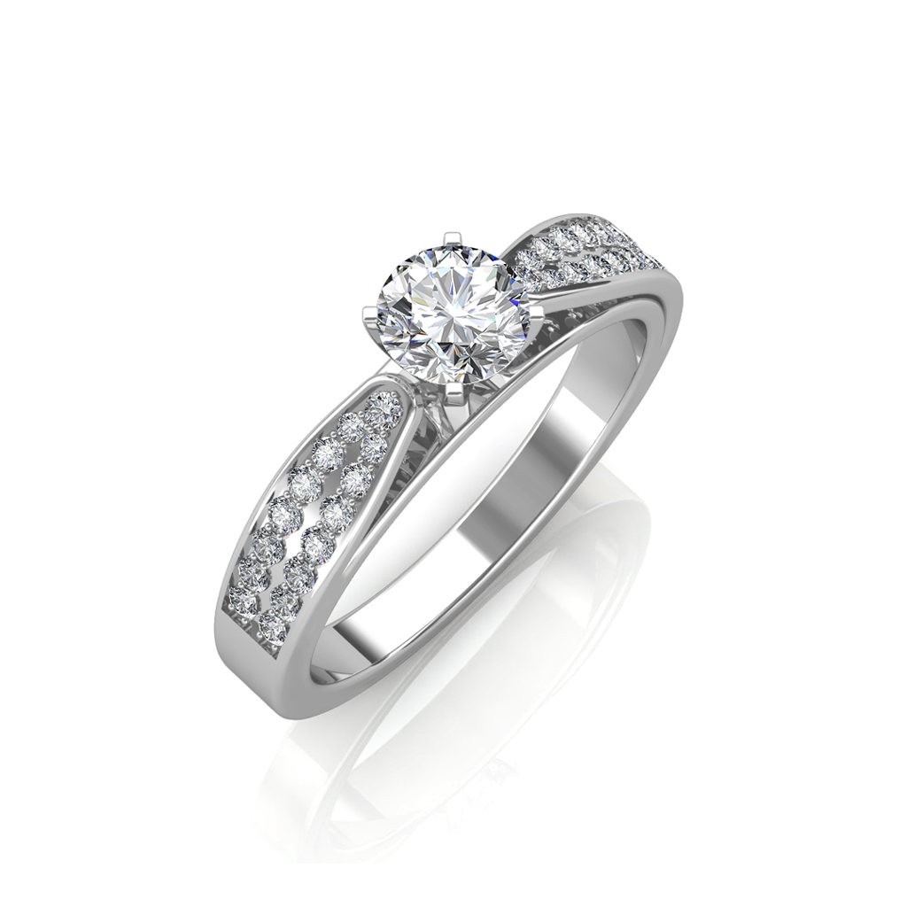 Half Bezel Set Engagement Ring Split Shank Diamond Band - Vidal –  Moissanite Rings