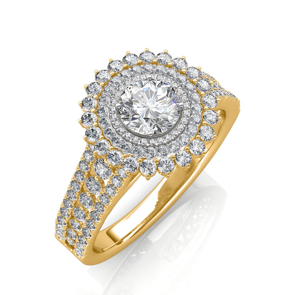 Daesar 18K Yellow Gold Ring For Women, Vintage Promise Ring Honeycomb Design  Round Diamond 0.3ct Yellow Gold Ring Size 5 | Amazon.com