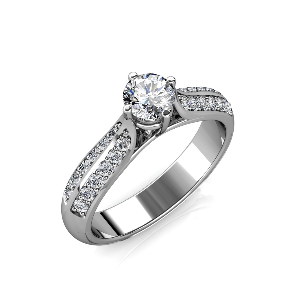 Pear Single Halo Diamond Engagement Ring