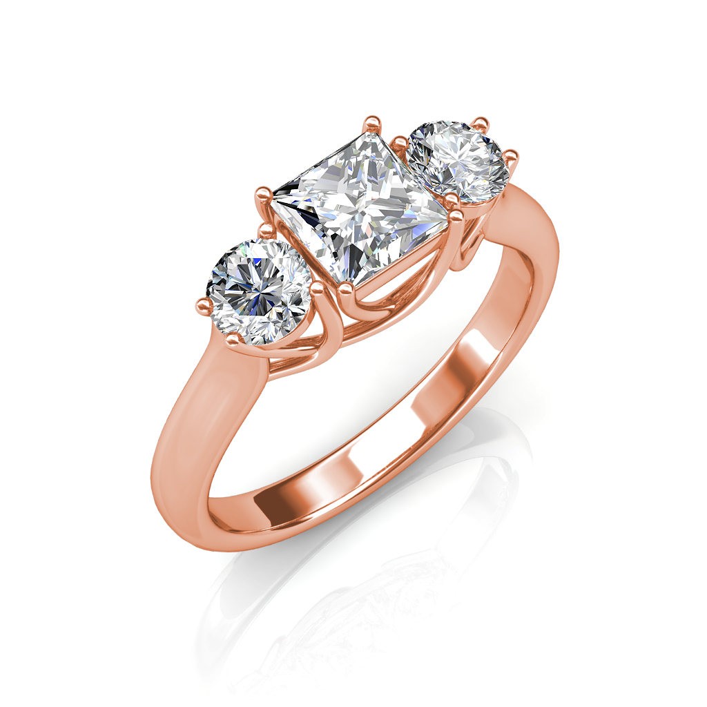 3 carat Cushion Cut Diamond 3-Stone Engagement Ring - YouTube