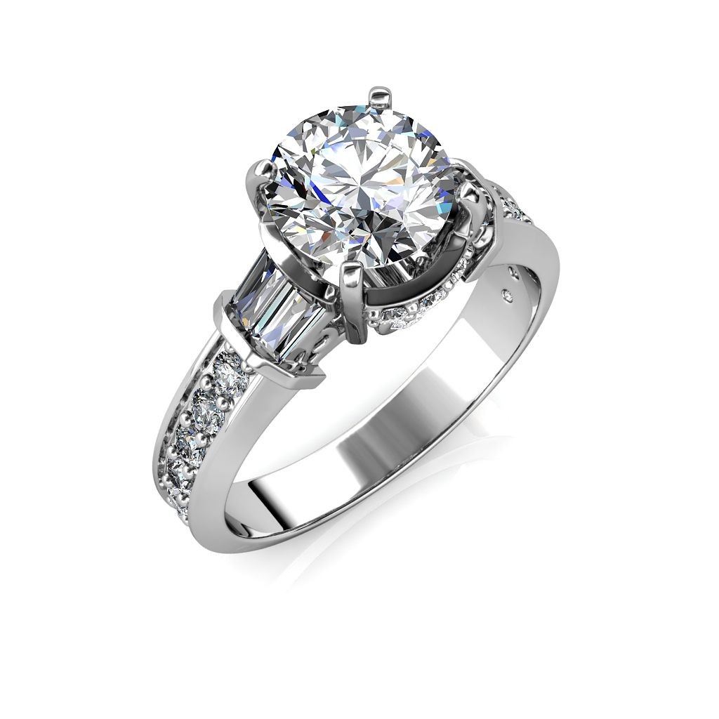 Pavé Diamond Solitaire Engagement Ring Set | Ken & Dana Design