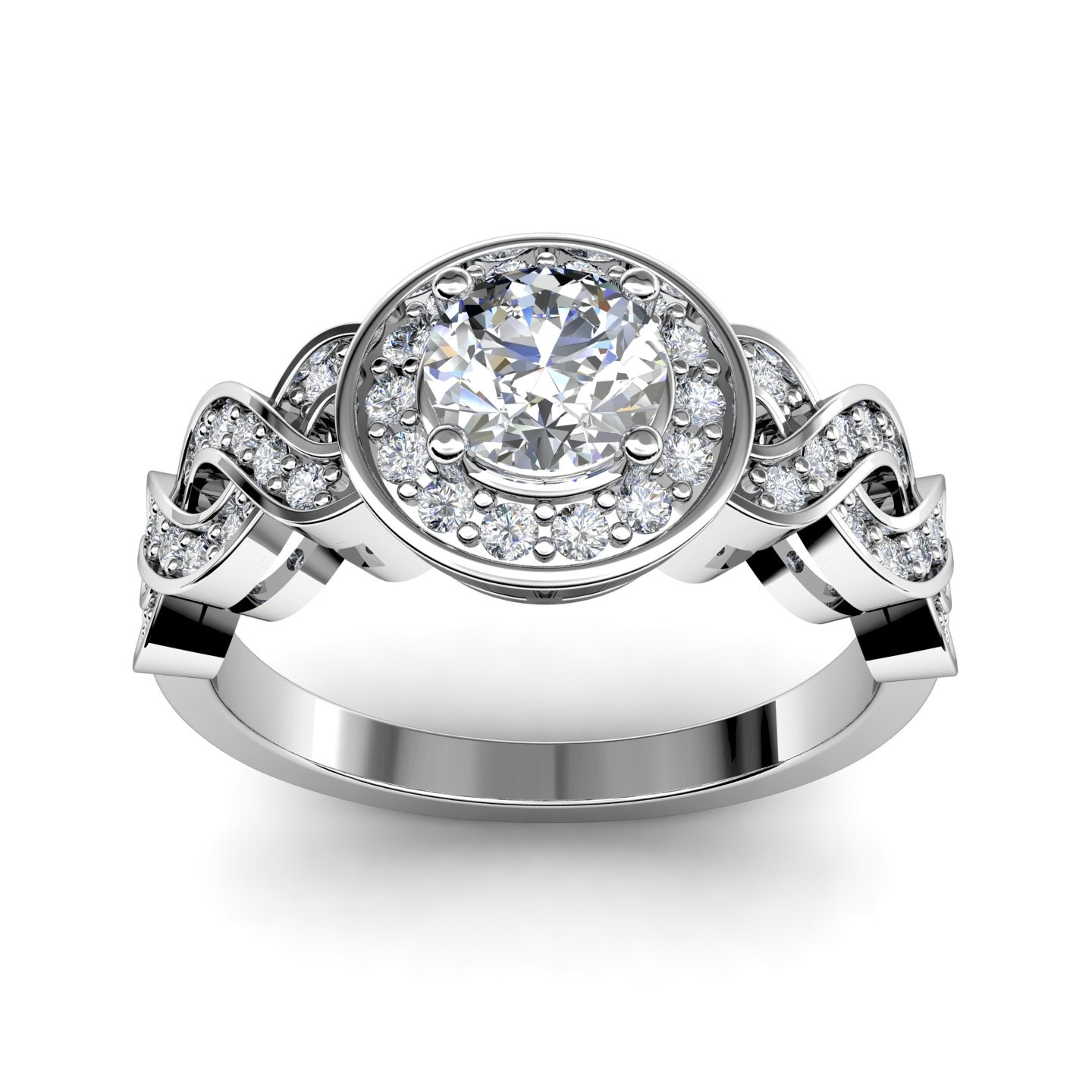 0.81 carat Platinum - Entwined Halo Engagement Ring