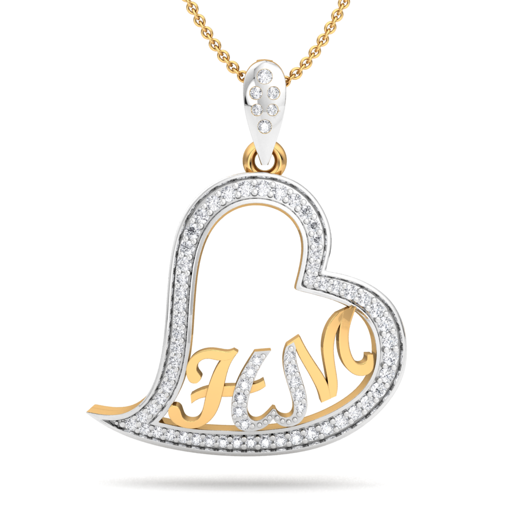 The Initials Heart Diamond Pendant