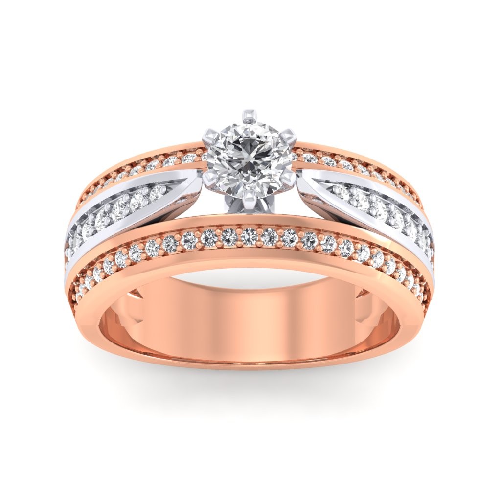 Solitaire-Look 14K Gold Diamond Ring for Women