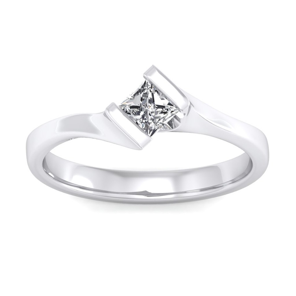 0.40 carat 18K White Gold - Elegant Princess Engagement Ring