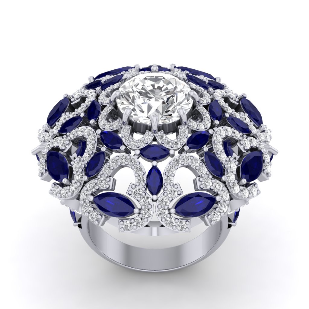 Blue Sapphire Diamond Ring