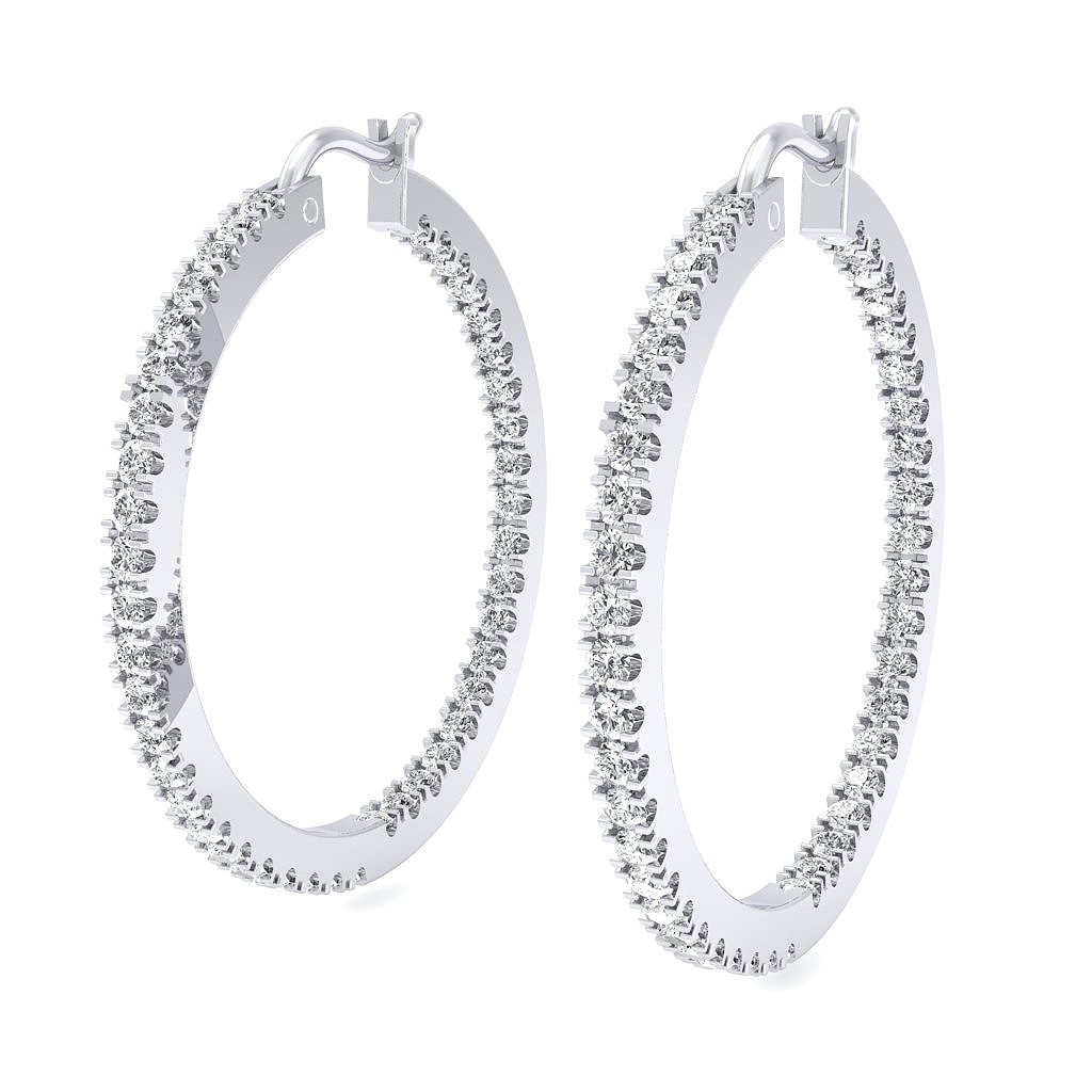 Silver Zircon Gothic Huggie Hoop Earrings  HiSa