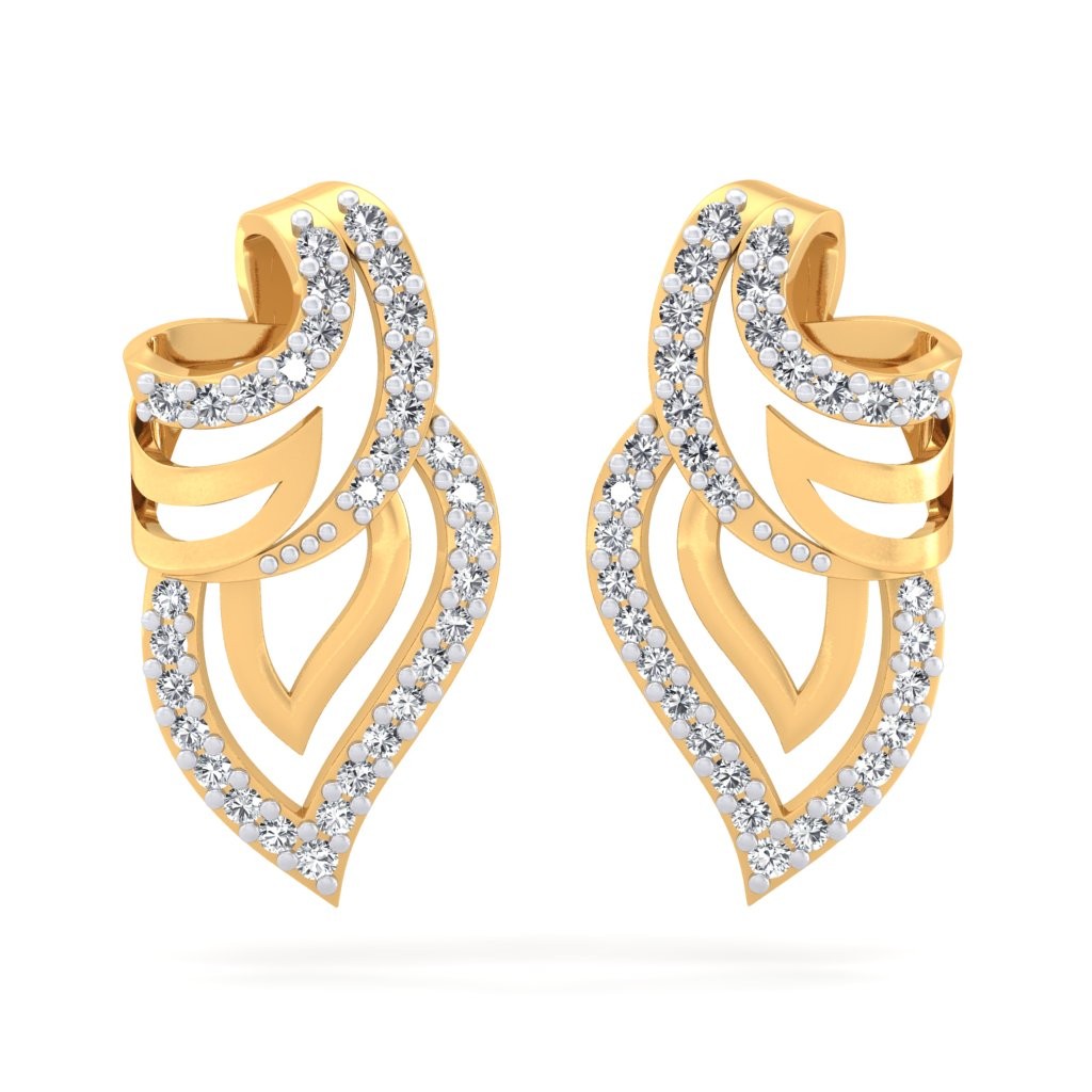 Trendy Leaf Diamond Earring