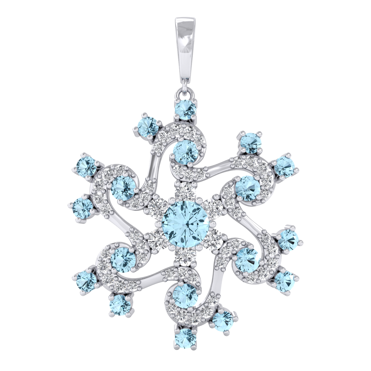 Light Blue Gemstone Diamond Pendant