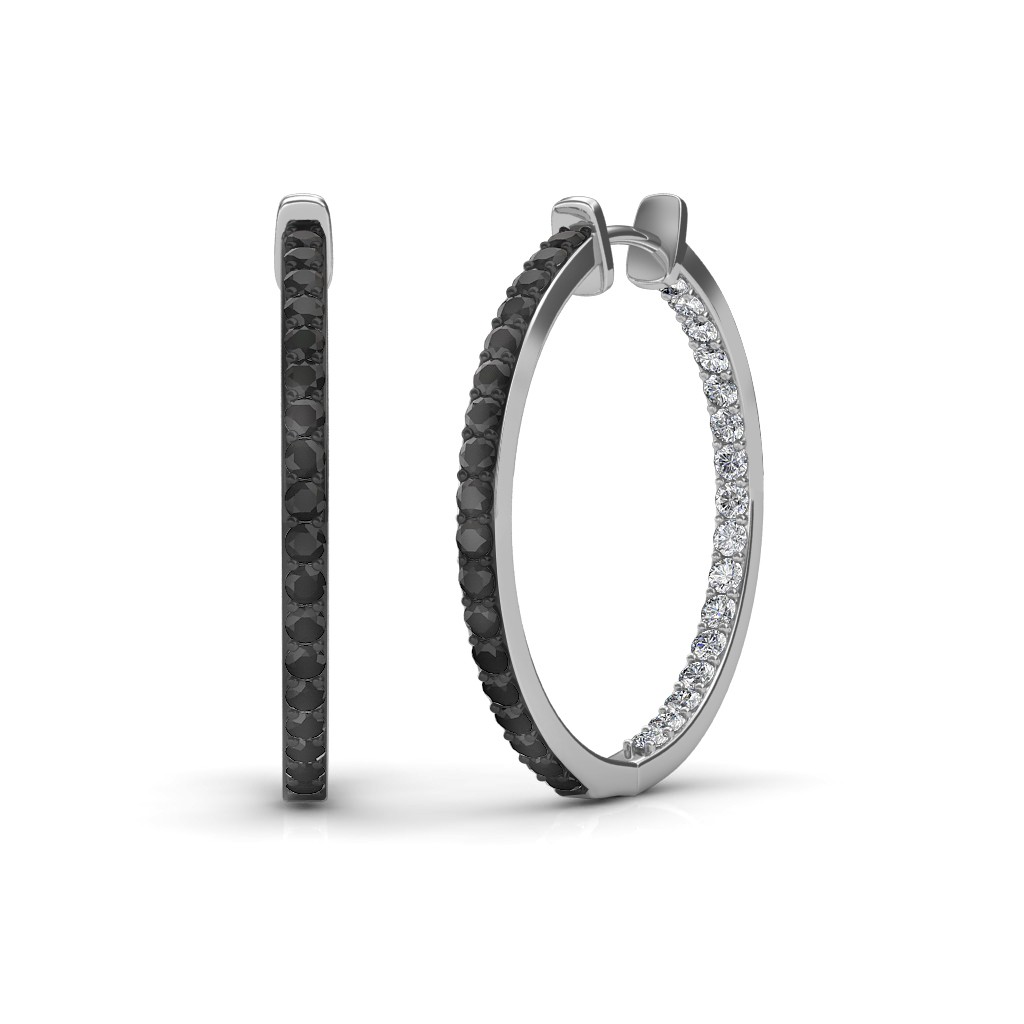 Black diamante hoop earrings hot sale