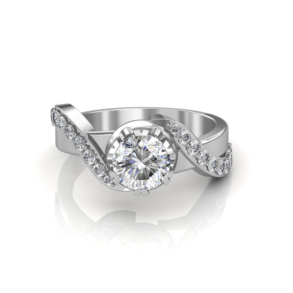 De Beers 0.68 tcw Forever Pave Round Brilliant Diamond Engagement