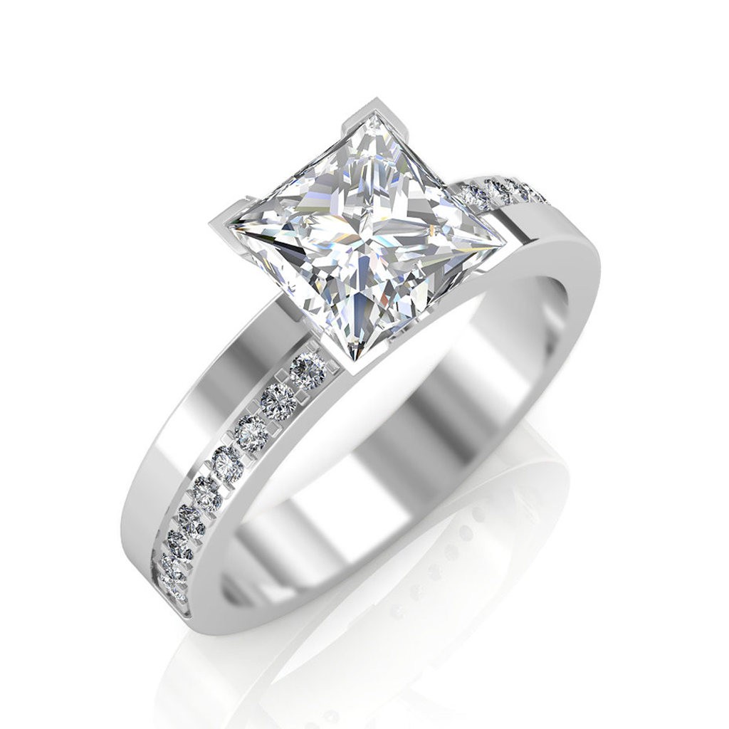 1.68 carat Platinum - Eternity Princess Engagement Ring