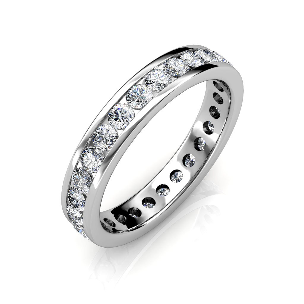 Platinum Channel Set Diamond Full Eternity Ring - 3 cent diamonds