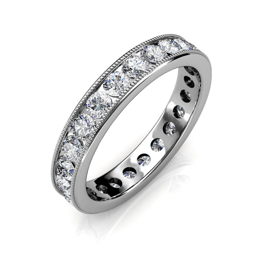 Platinum Milgrain Channel Set Diamond Full Eternity Ring - 5 cent diamonds