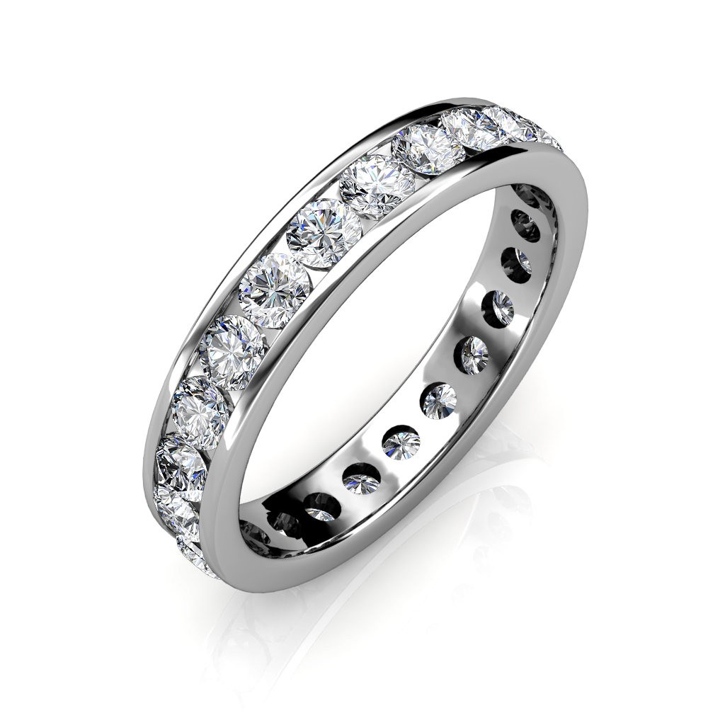 White Gold Channel Set Full Eternity Ring - 5 cent diamonds