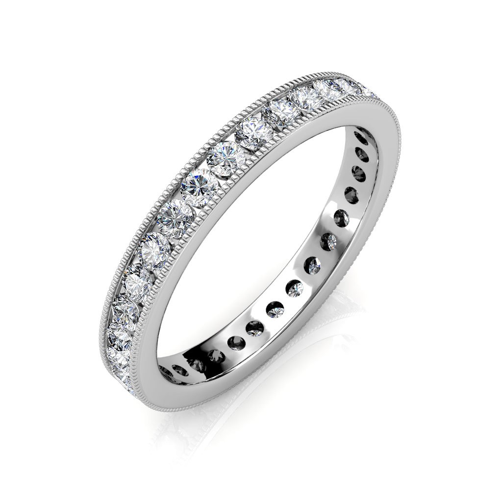 White Gold Milgrain Channel Set Full Eternity Ring