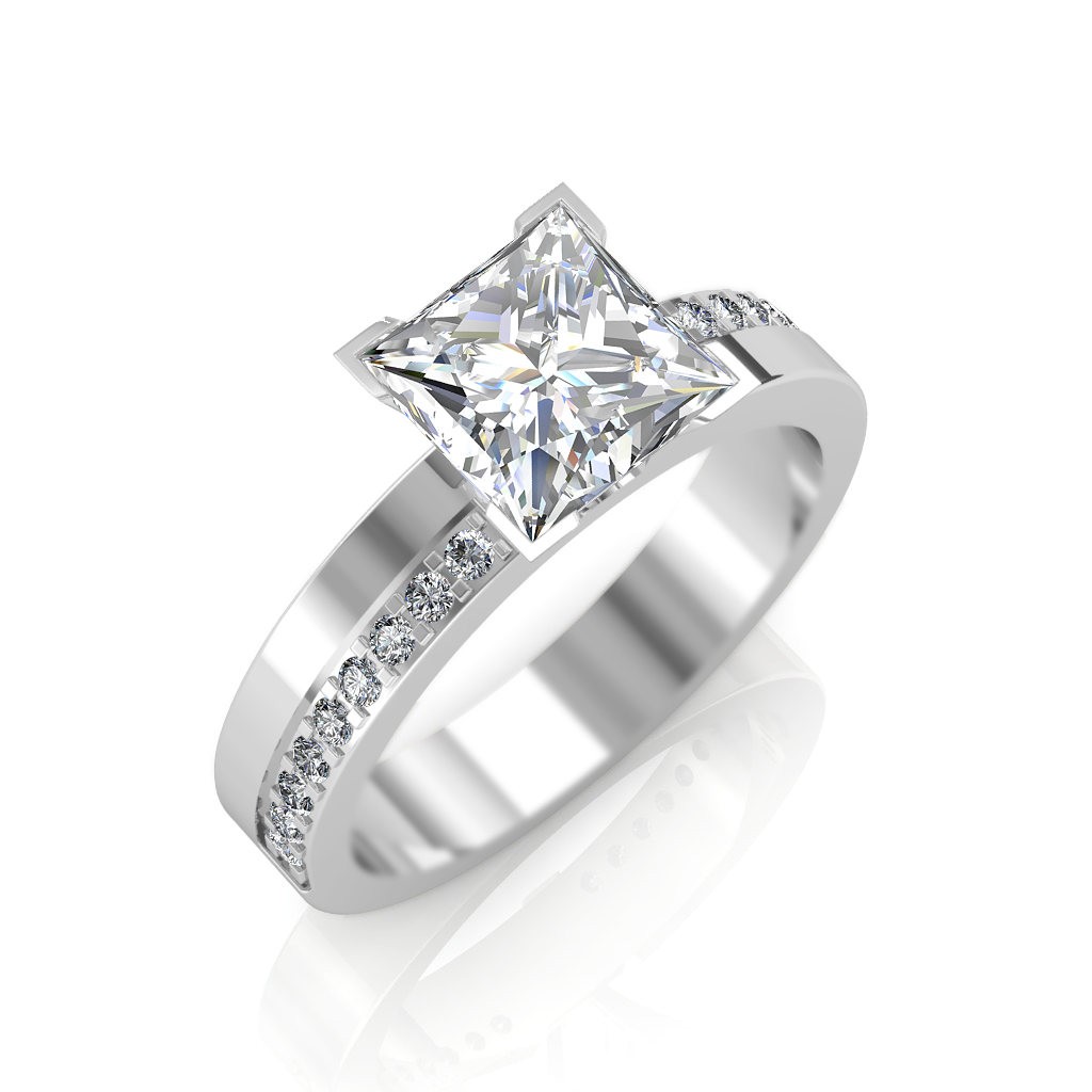 0.68 carat Platinum - Eternity Princess Engagement Ring