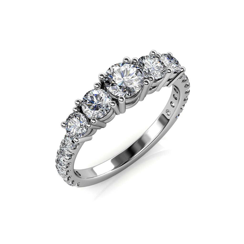 Engagement ring with 5 diamonds hotsell