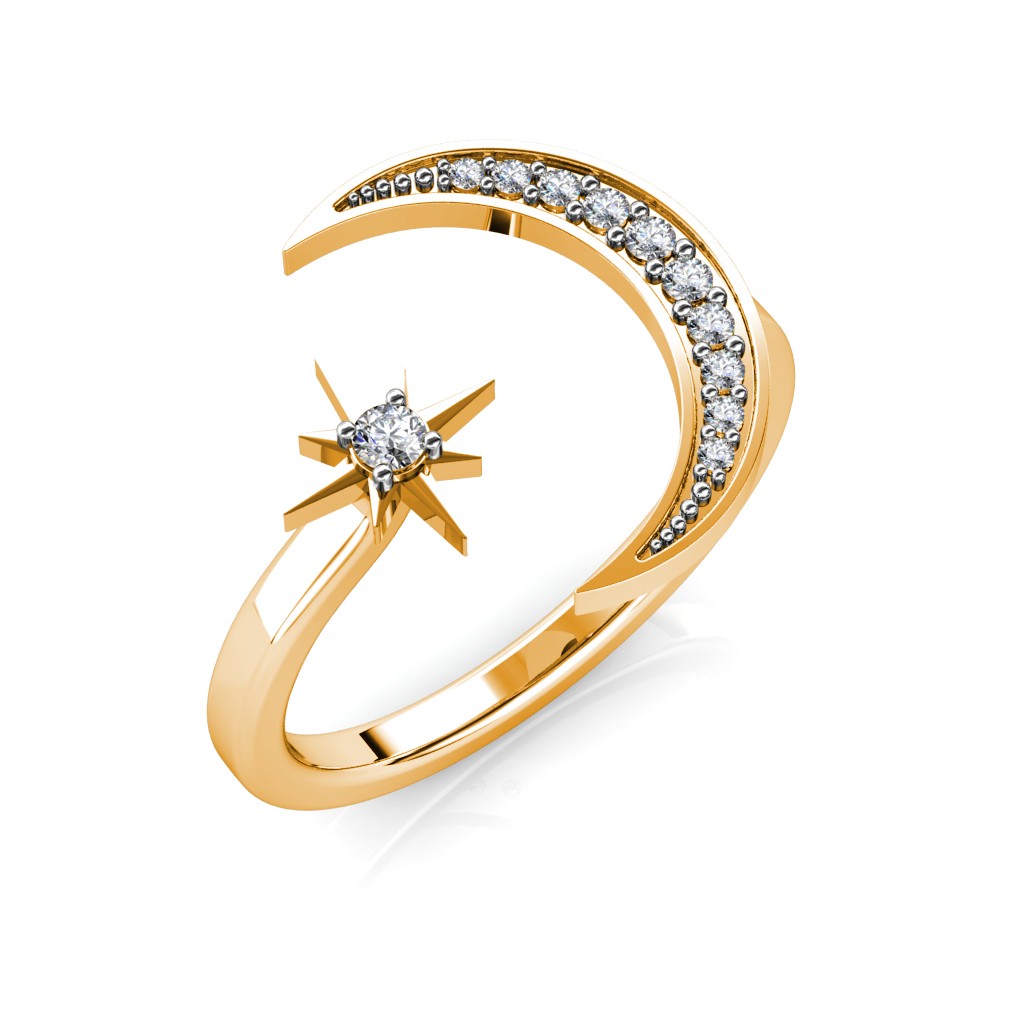 Flat Star Stackable Wedding Ring In 18K Yellow Gold | Fascinating Diamonds