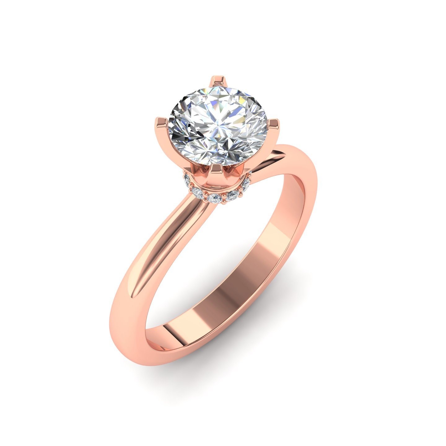 Round Cut Moissanite Diamond Rose Gold Ring, Bridal Ring - Shraddha Shree  Gems