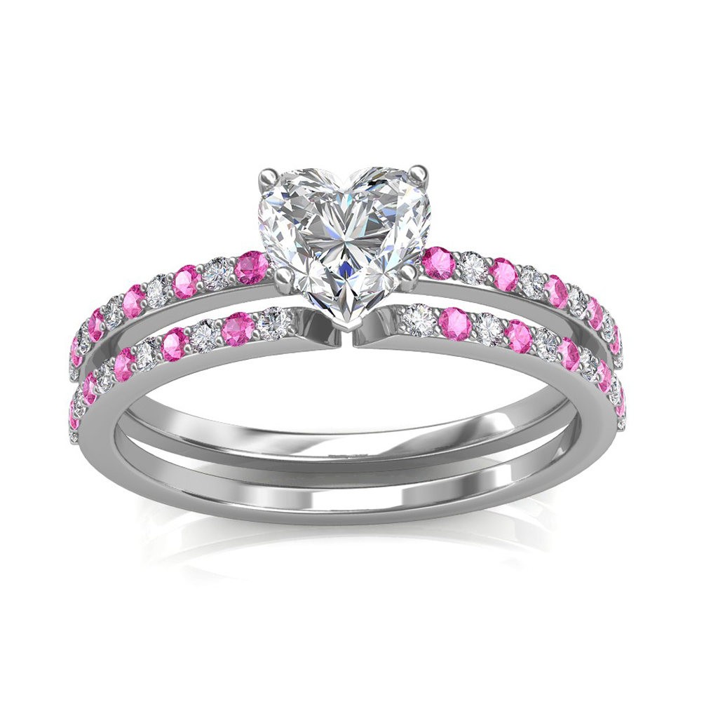 1.24 carat Platinum - Carmine Engagement Ring and Wedding Band Set