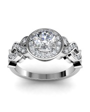 1.31 carat Platinum - Entwined Halo Engagement Ring