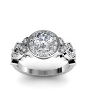 0.81 carat Platinum - Entwined Halo Engagement Ring