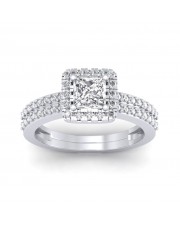 The Dual Band Helena Princess Solitaire Ring