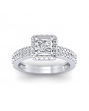 0.86 carat Platinum - Dual Band Helena Princess Engagement Ring