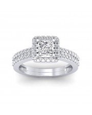 0.86 carat White Gold - Dual Band Helena Princess Engagement Ring