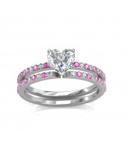 0.74 carat 18K Gold - Carmine Engagement Ring and Wedding Band Set