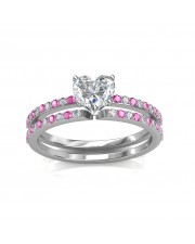 0.74 carat Platinum - Carmine Engagement Ring and Wedding Band Set