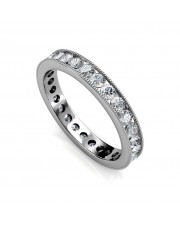 Platinum Milgrain Channel Set Diamond Full Eternity Ring - 3 cent diamonds