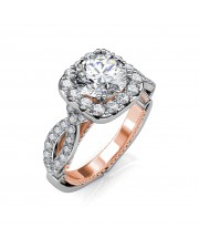 1.04 carat 18K White & Rose Gold - The Vera Halo Ring