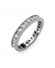 White Gold Milgrain Channel Set Full Eternity Ring - 3 cent diamonds