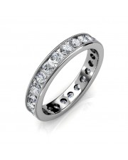 White Gold Milgrain Channel Set Full Eternity Ring - 5 cent diamonds