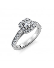 0.96 carat 18K Gold - Carla Cushion-Outline Halo Ring