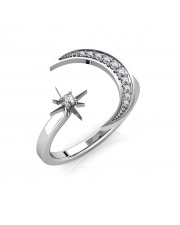 The Nia Moon & Star Ring  - Platinum