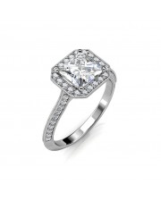 0.60 carat Platinum - The Renee Halo Ring - Princess
