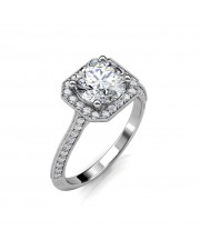0.70 carat Platinum - The Renee Halo Ring - Round