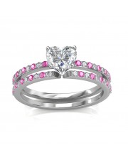 1.24 carat Platinum - Carmine Engagement Ring and Wedding Band Set