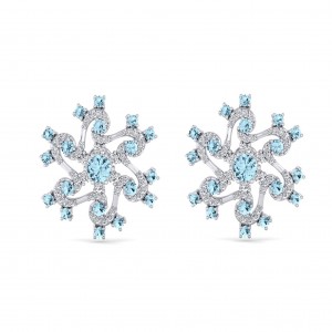 Diamond Earrings with Blue Gemstones