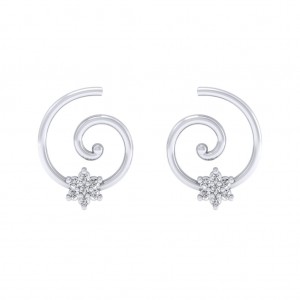 White Gold Swirl Earring