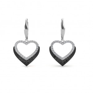 Black Diamond Heart Earring